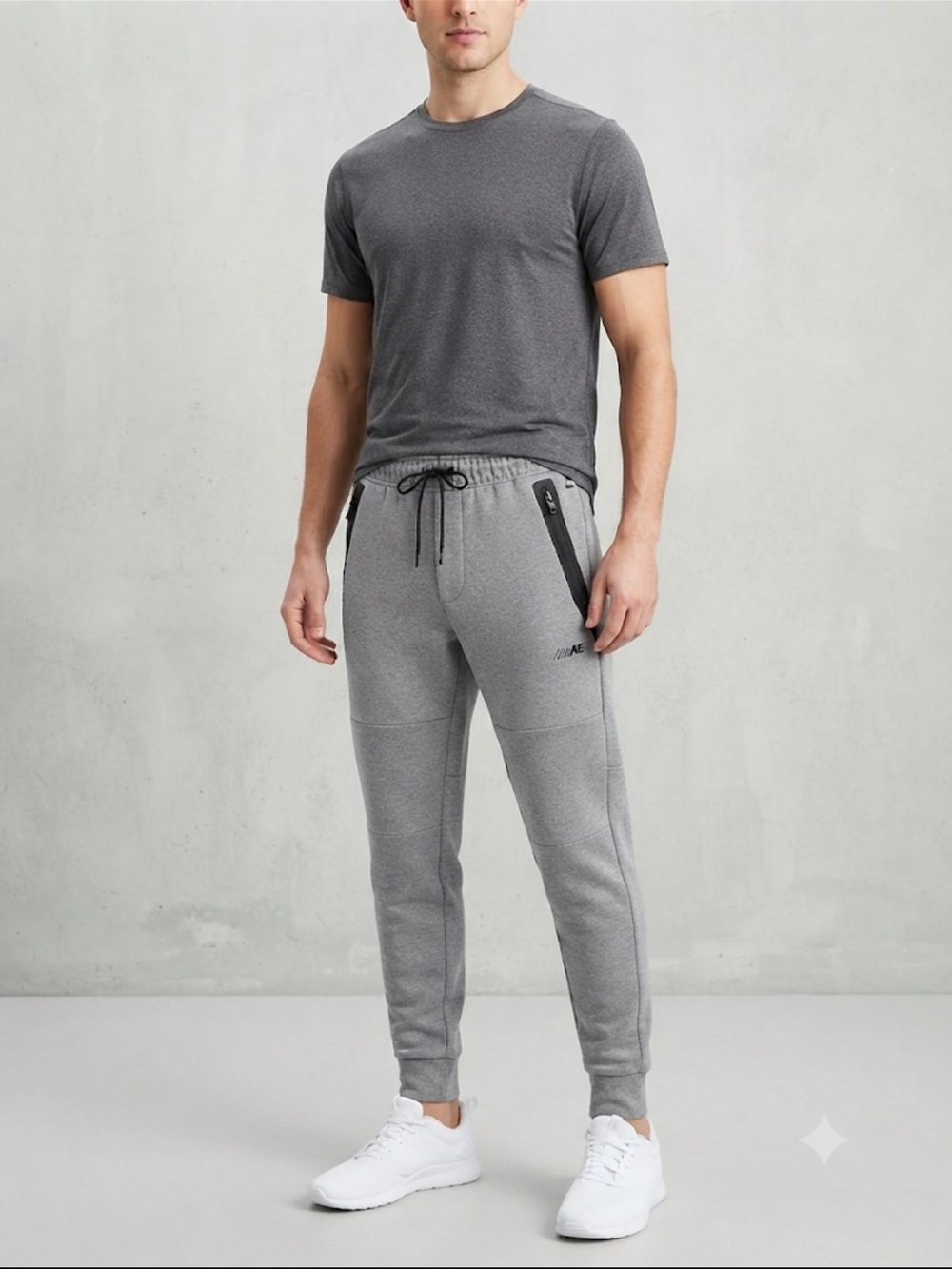 American Eagle AE Grey Tech Joggers Pants Men’s Size Small Zip Pockets